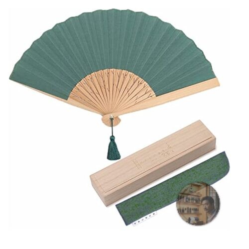 Nishikawa Shoroku Koeda Folding Fan Bamboo Frame Polyester Fabric w/ Paulownia