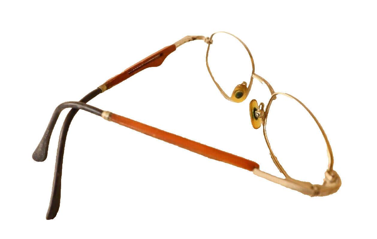 Original Vintage Glasses Oval Multicolor Eyeglasses Metal Plastic Wood Frame
