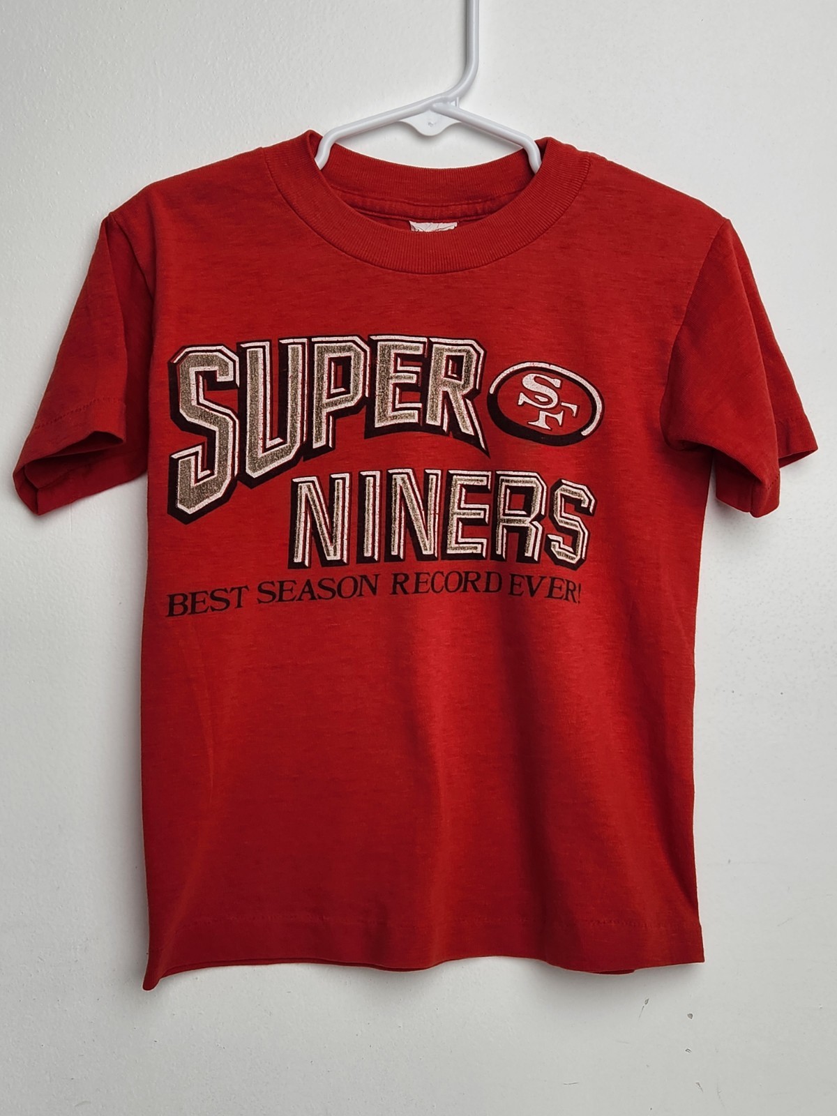 SF 49ers T-Shirt Super Niners Best Season Record Ever 80s NFL Kids Size S 6-8