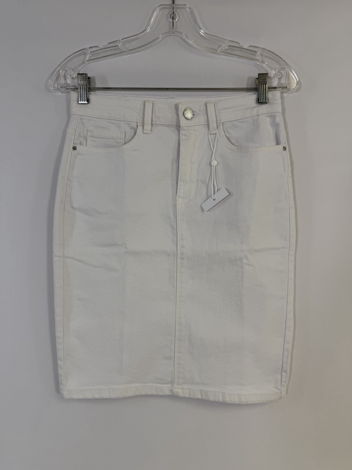 Vila White Denim Skirt Sz S NWT Capsule Closet Staple Casual Preppy Coastal Boho
