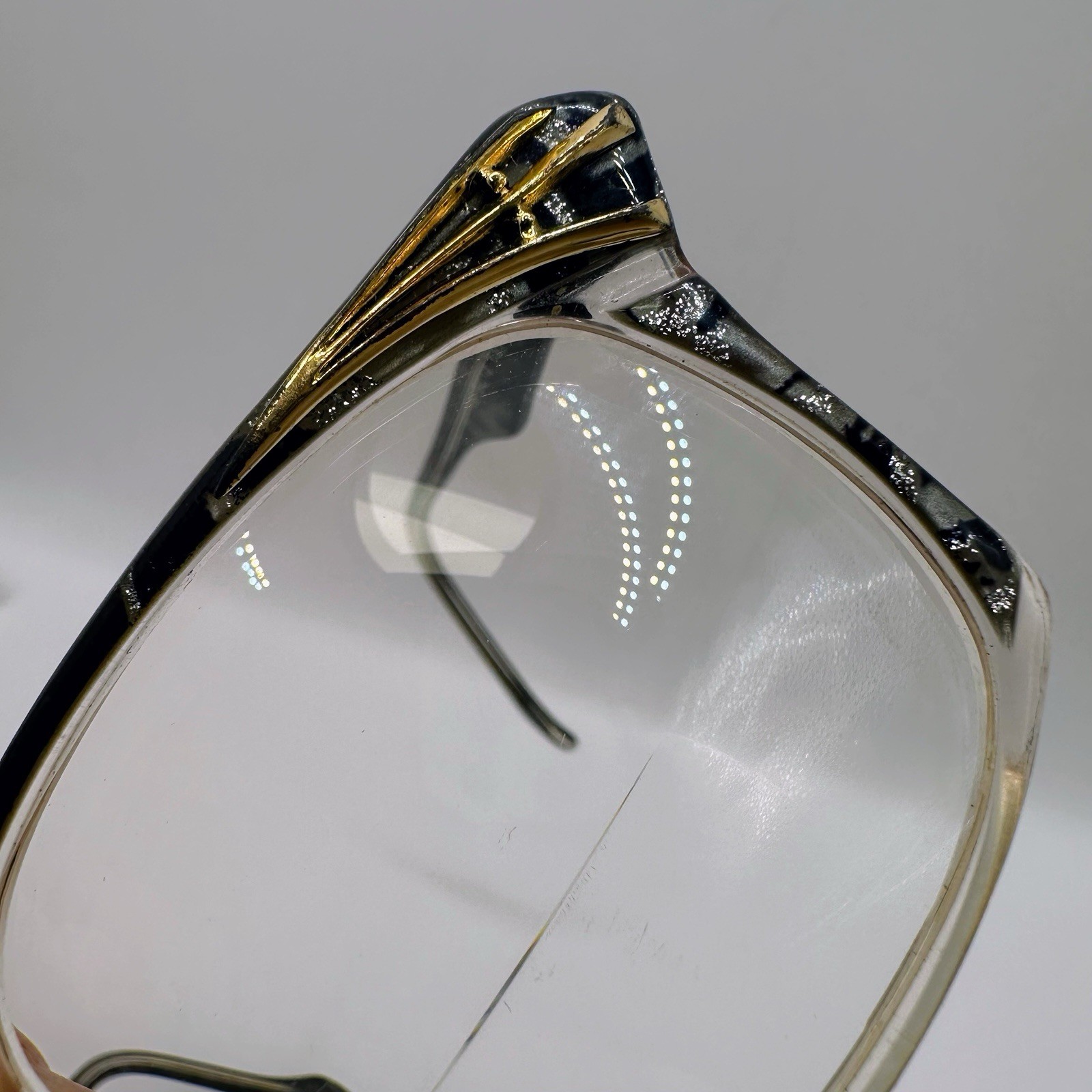 Vtg Neostyle Cat Eye Frames Glasses Gold Spiderweb Goth Black Silver Sparkle 50s
