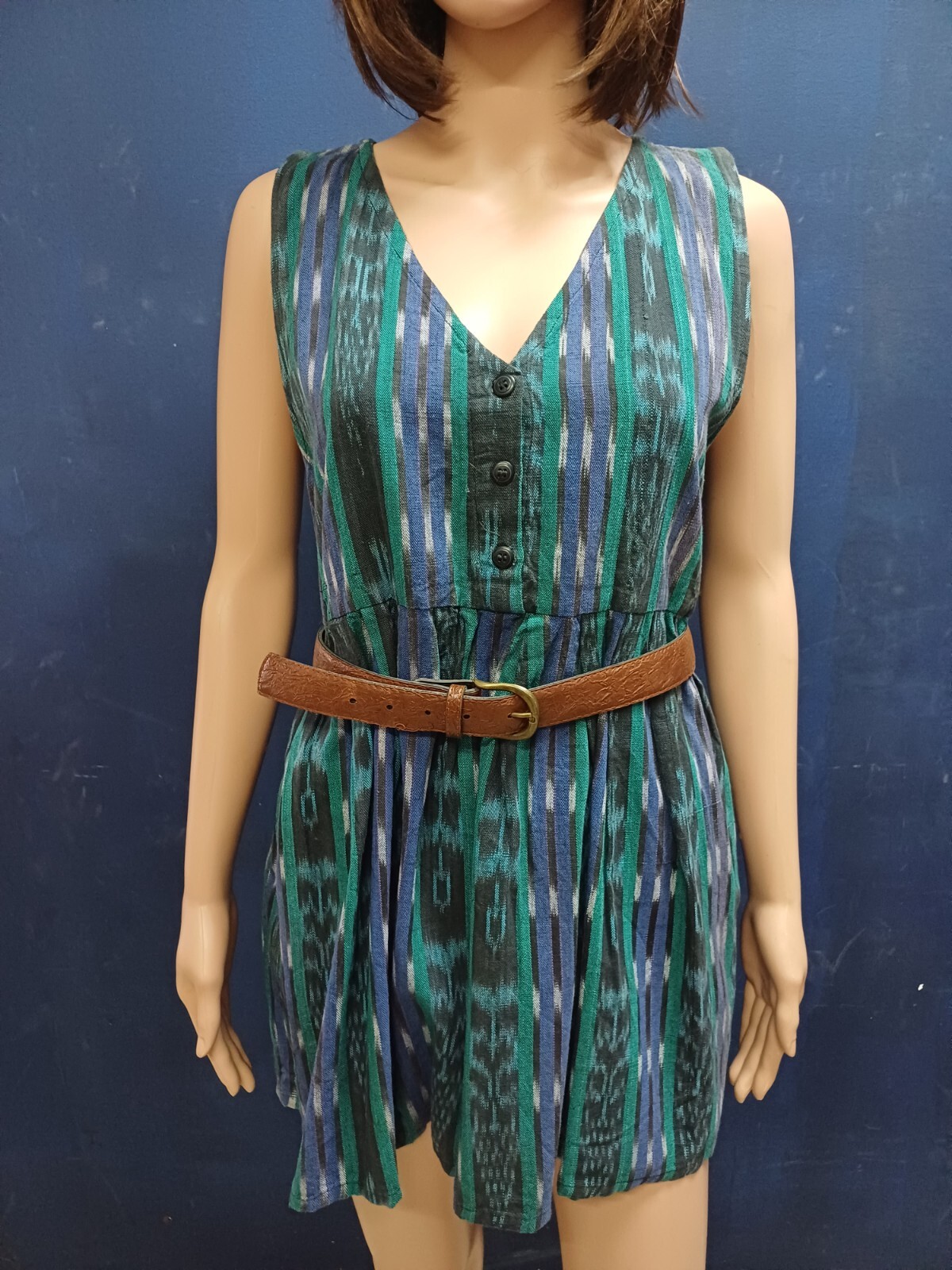 Vintage Guatemalan Mayan Aztec Women Flared Mini Hippy Peasant Dress Size S