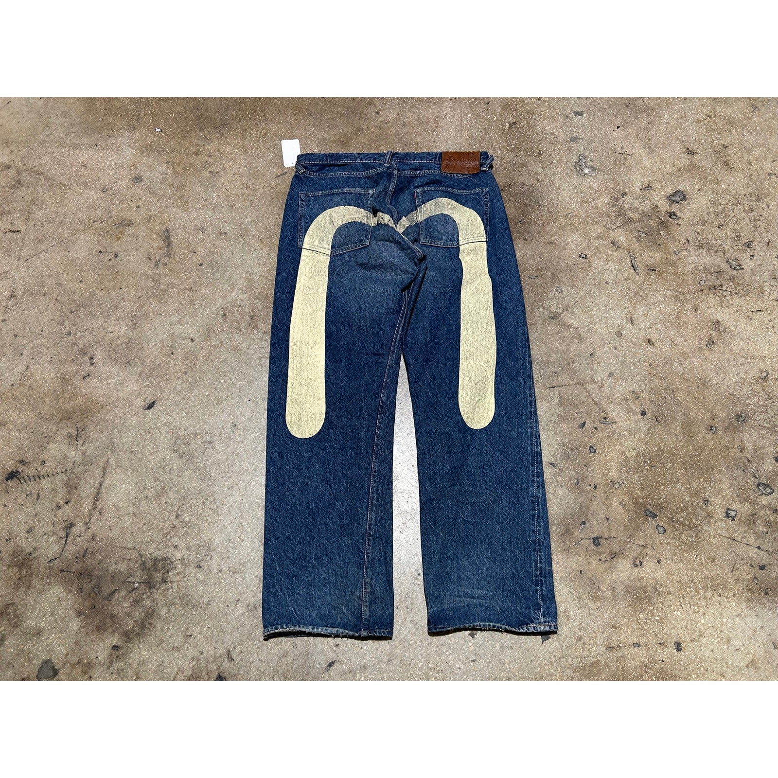 Evisu Big Print Denim Jeans – Navy/Cream Size 38
