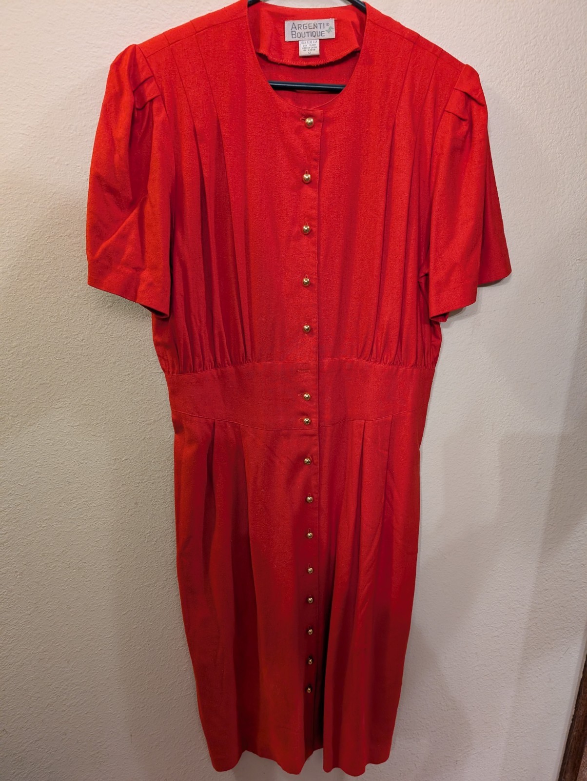Women’s Argenti Boutique 100% Silk Button Up Dress Size 12, 1980s Vintage
