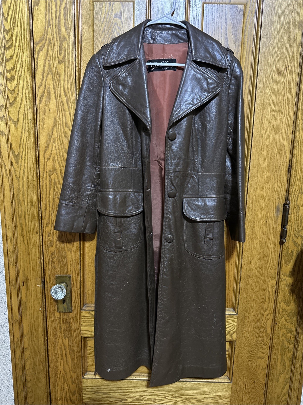 Vintage Golet Leather Coat Womens 8 Dark Brown Mid Century 50s 60s Gole’t