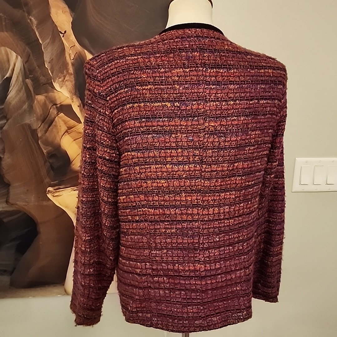 Vintage 80’s Multi-color Boucle Cardigan Sweater Jacket by Haberdashery Size 14