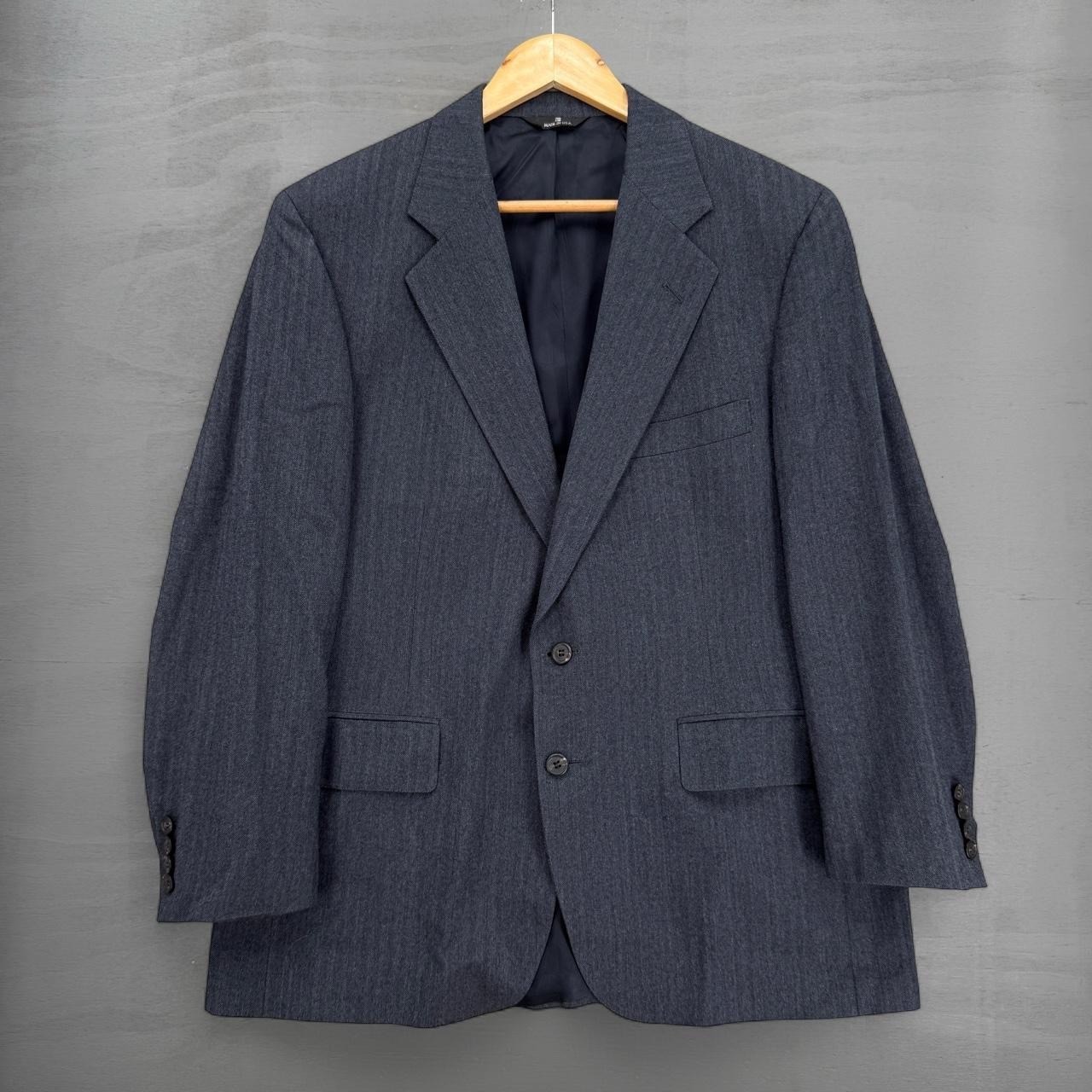 Vintage Polo Ralph Lauren University Club Blazer Gray Herringbone Wool USA 42R