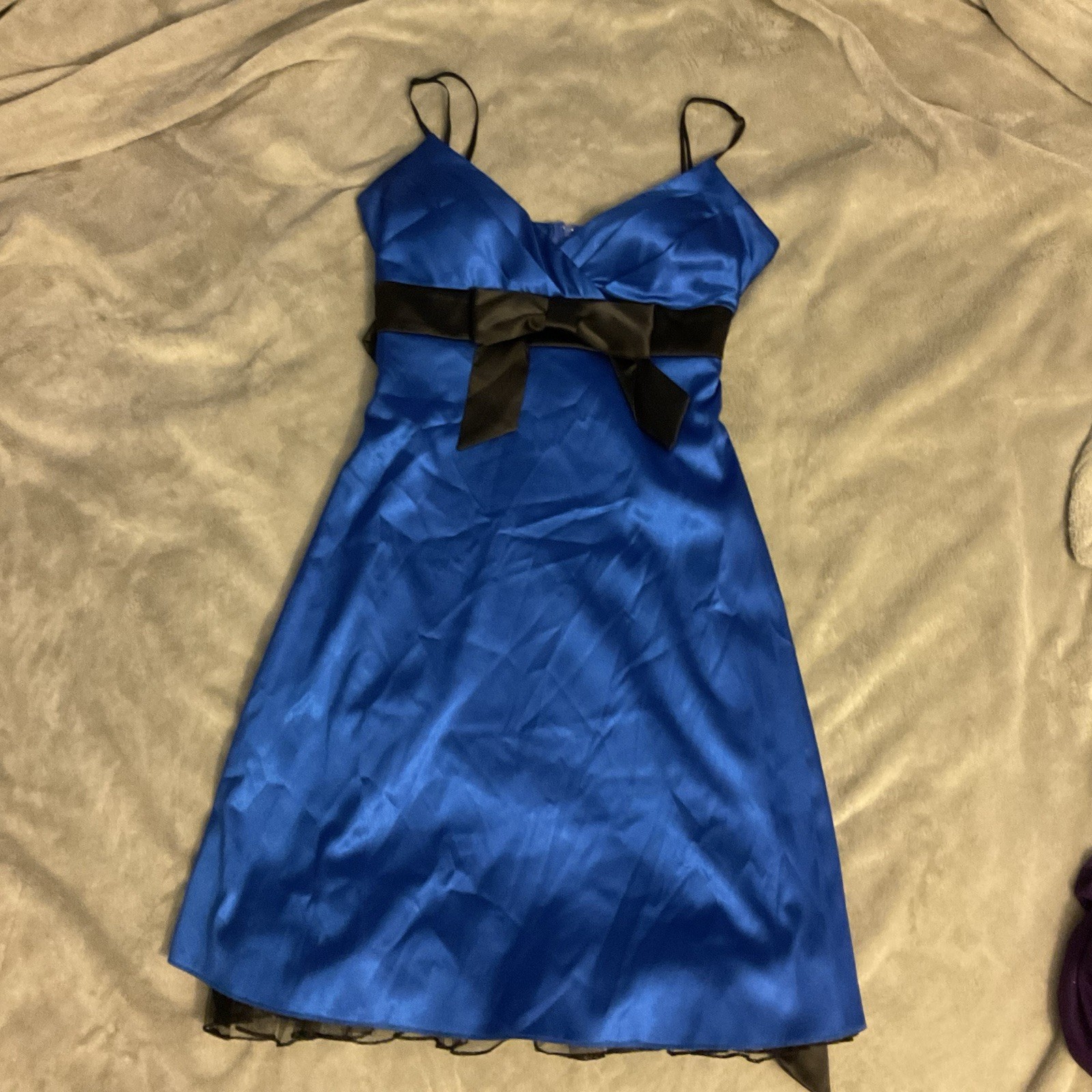 Ruby Rox Size 3 Dress, Blue With Black Lace Underneath