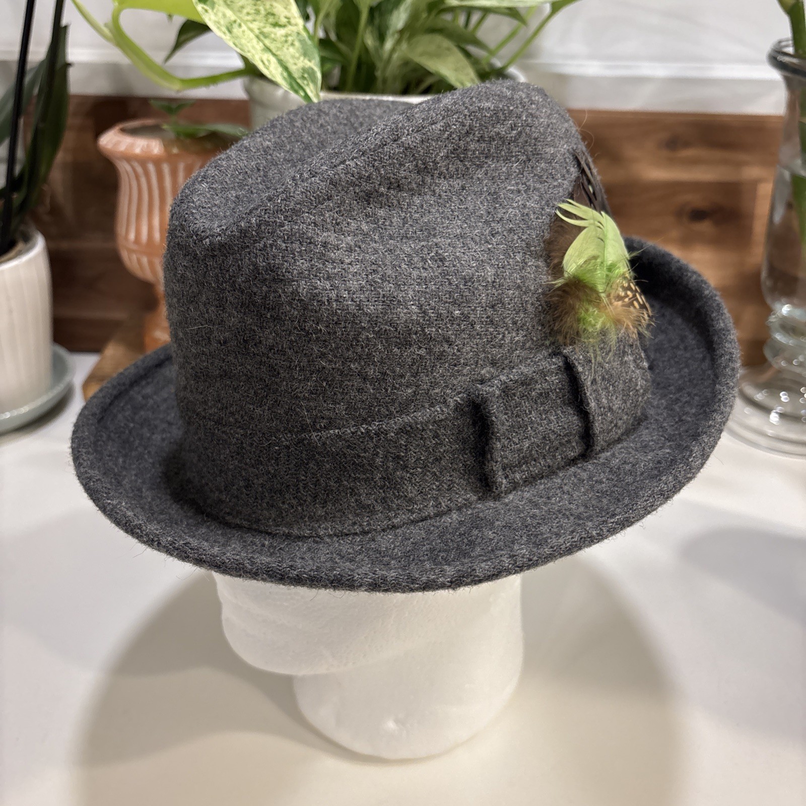 Vtg Harry Levinson Wool Fedora Hat 7 1/8 Gray Made In USA