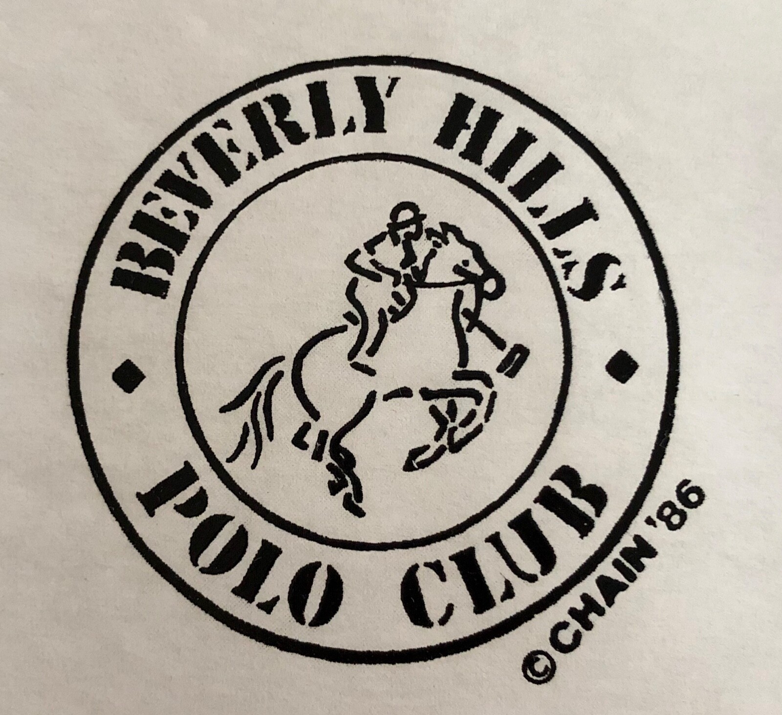 Original Vintage 1986 Beverly Hills Polo Club Mini Iron On Transfer