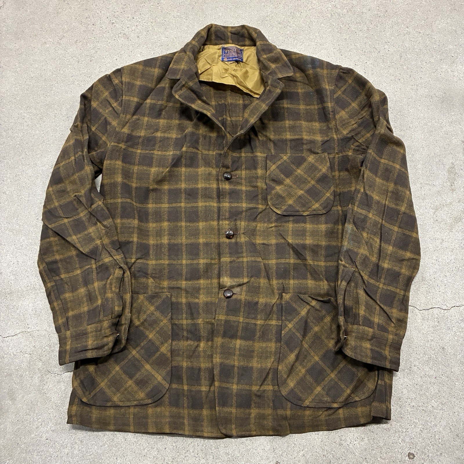 1970s Vintage Pendleton Paid Virgin Wool 3 Button Blazer Jacket Men’s Size Large