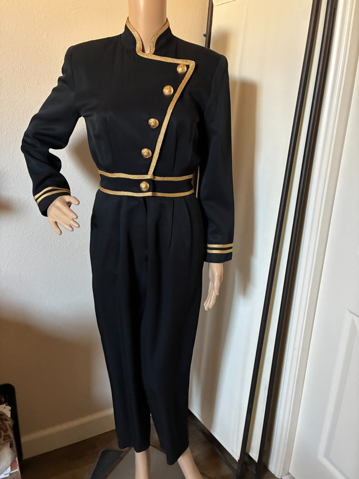 vtg Lillie Rubin black military jumpsuit S