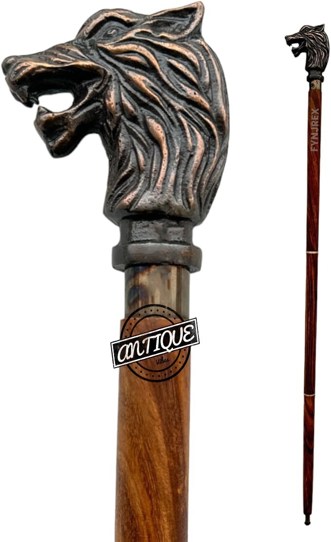 WOLF ANTIQUE HANDLE CANE STICK WALKING SHAFT MOBILITY ROD GIFT FOR GRANDPA-MOM