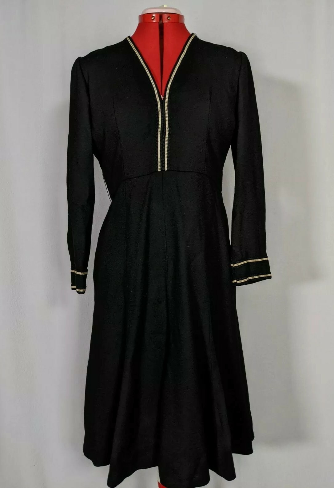 Oscar De La Renta Boutique Vintage 60s Mod Ornate Ribbon Trim Dress 12 USA