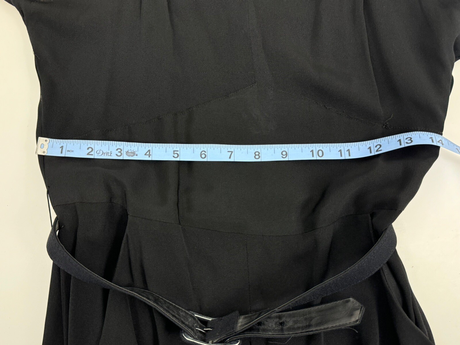 Vintage 1980s Shoulder Pad Black Sleeveless Dress With Belt And Pockets