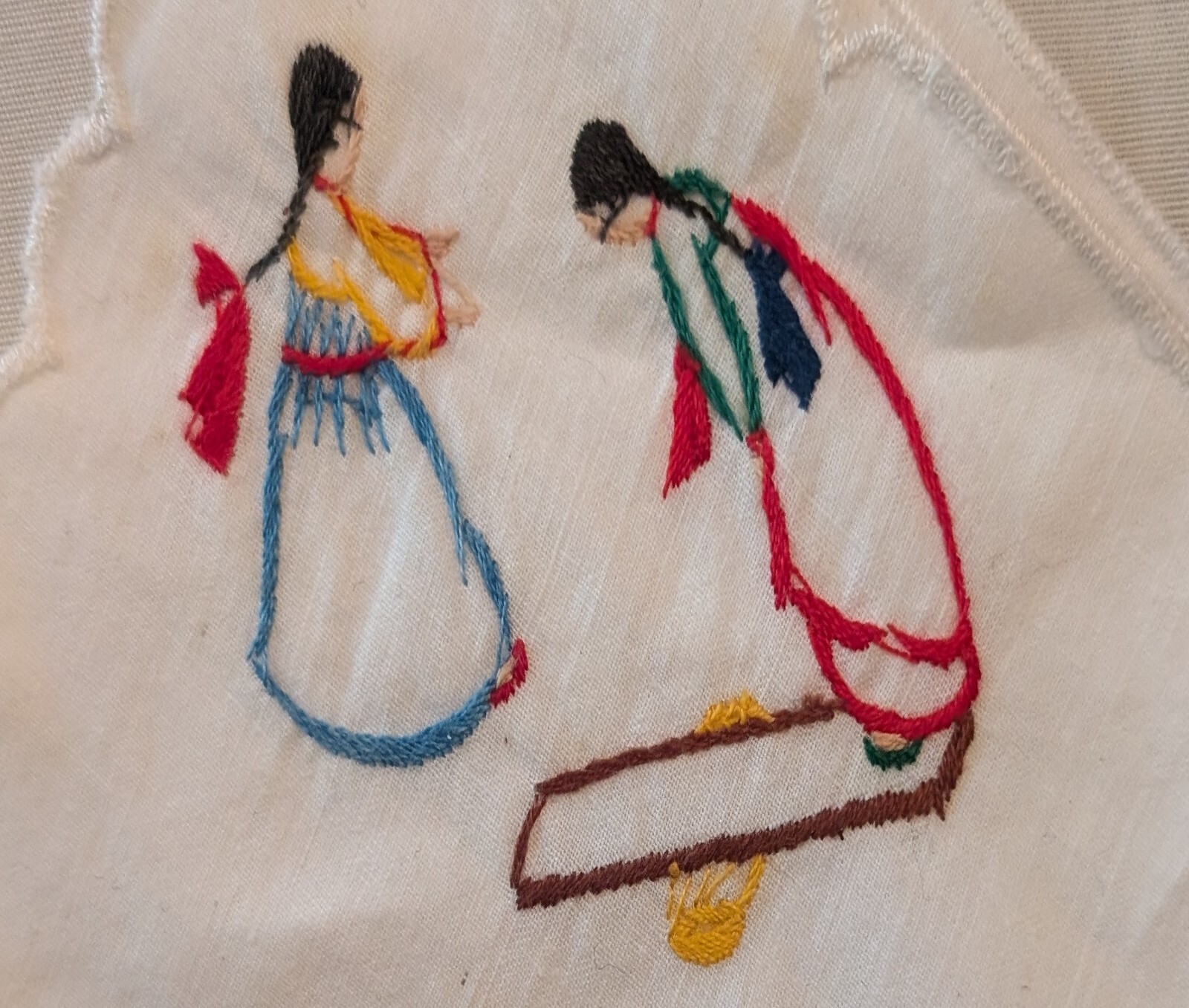 Vintage Handkerchief Hankie Little Girls Playing On See Saw Cute 8.75 x 8.75”