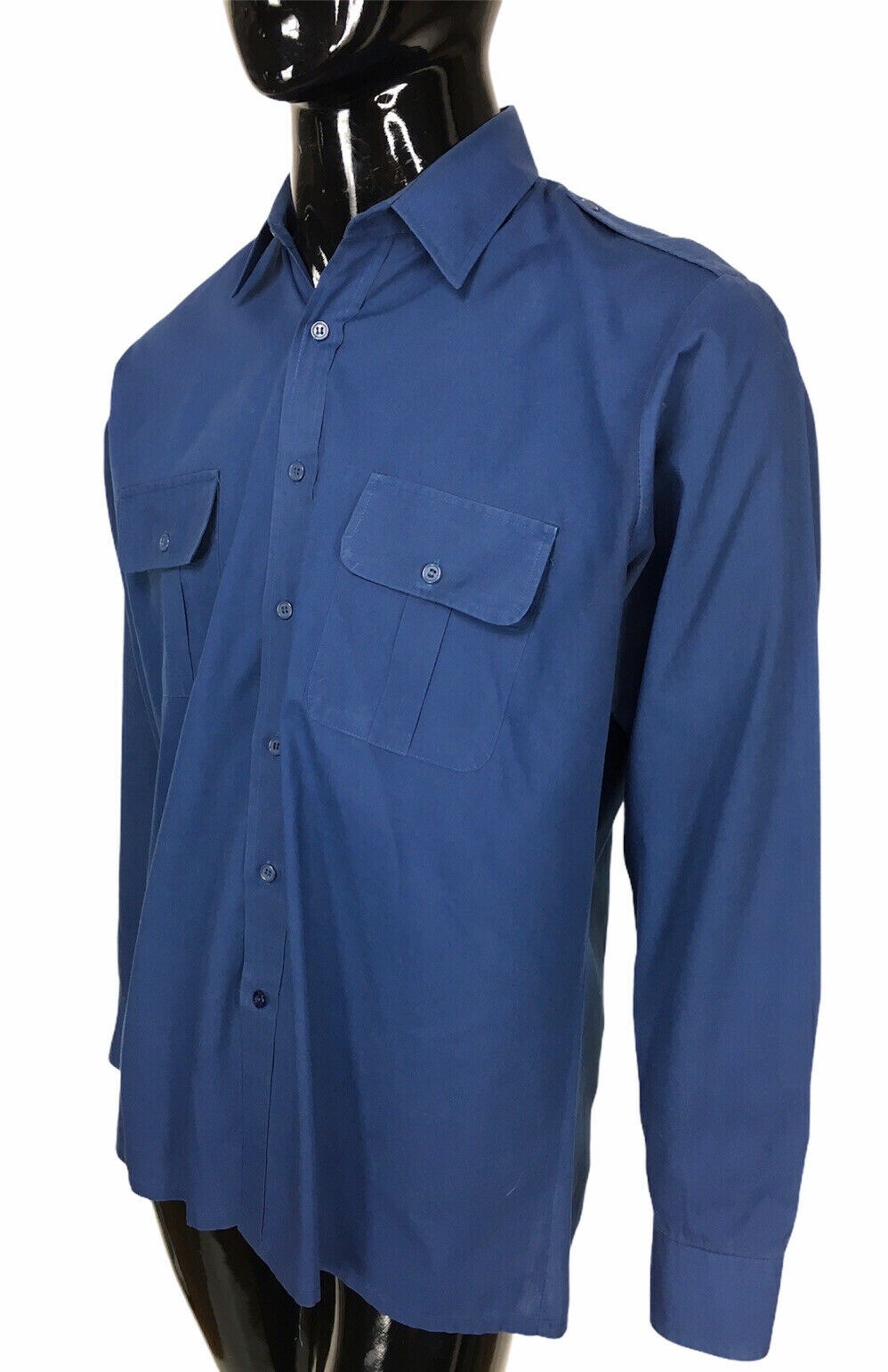 80s Vintage Sears The Men’s Store Blue Workwear Button-Down Men’s Shirt Large