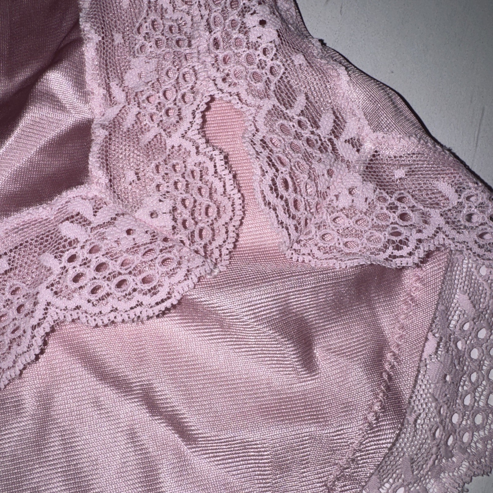 Vintage Warner’s Lacies Pink Satin Lace Teddy Bodysuit Size Medium USA Made