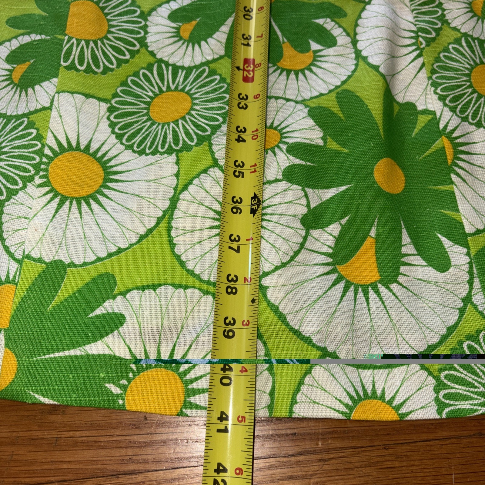 Vtg 60s Mod Daisy Shift Dress Green White ILGWU Union Made Floral Mini Size 18