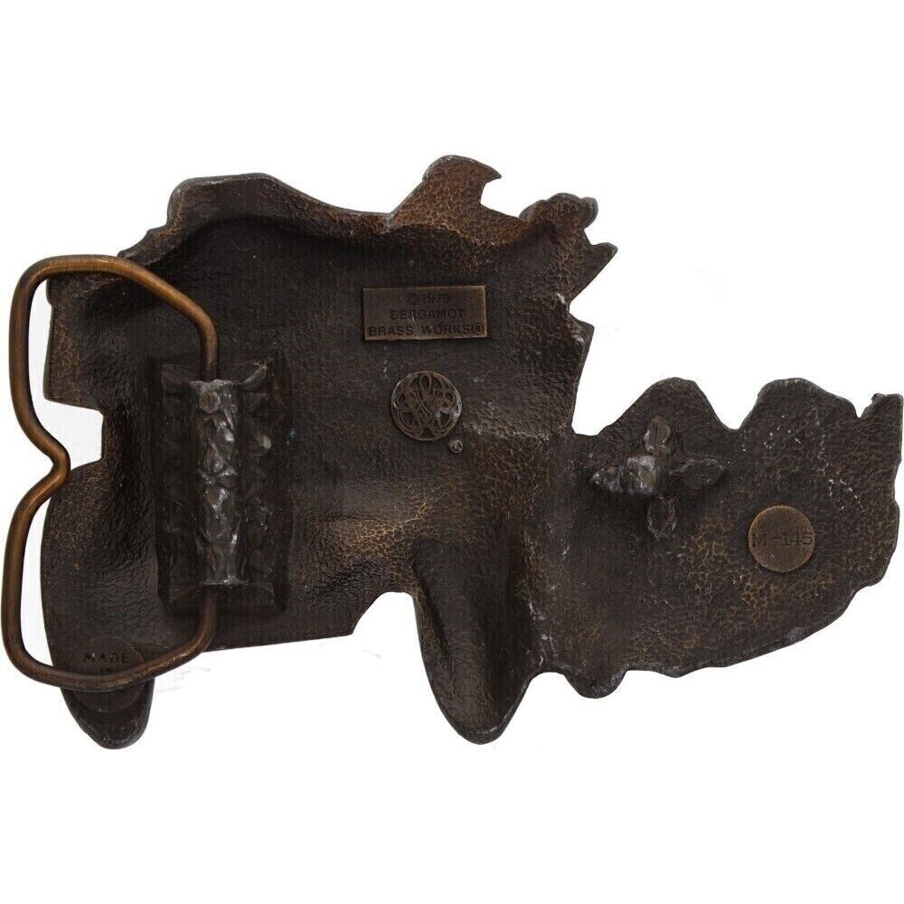 Old West Horse Drawn Conestoga Covered Wagon Pioneer 1970s Vintage Belt Buckle