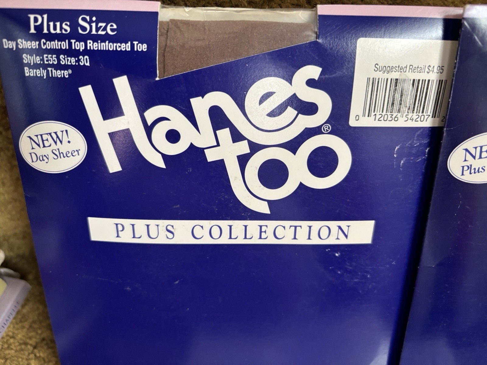 3 Vintage 1995 Hanes Too! Plus Size Pantyhose 3x Queen NOS Barely There
