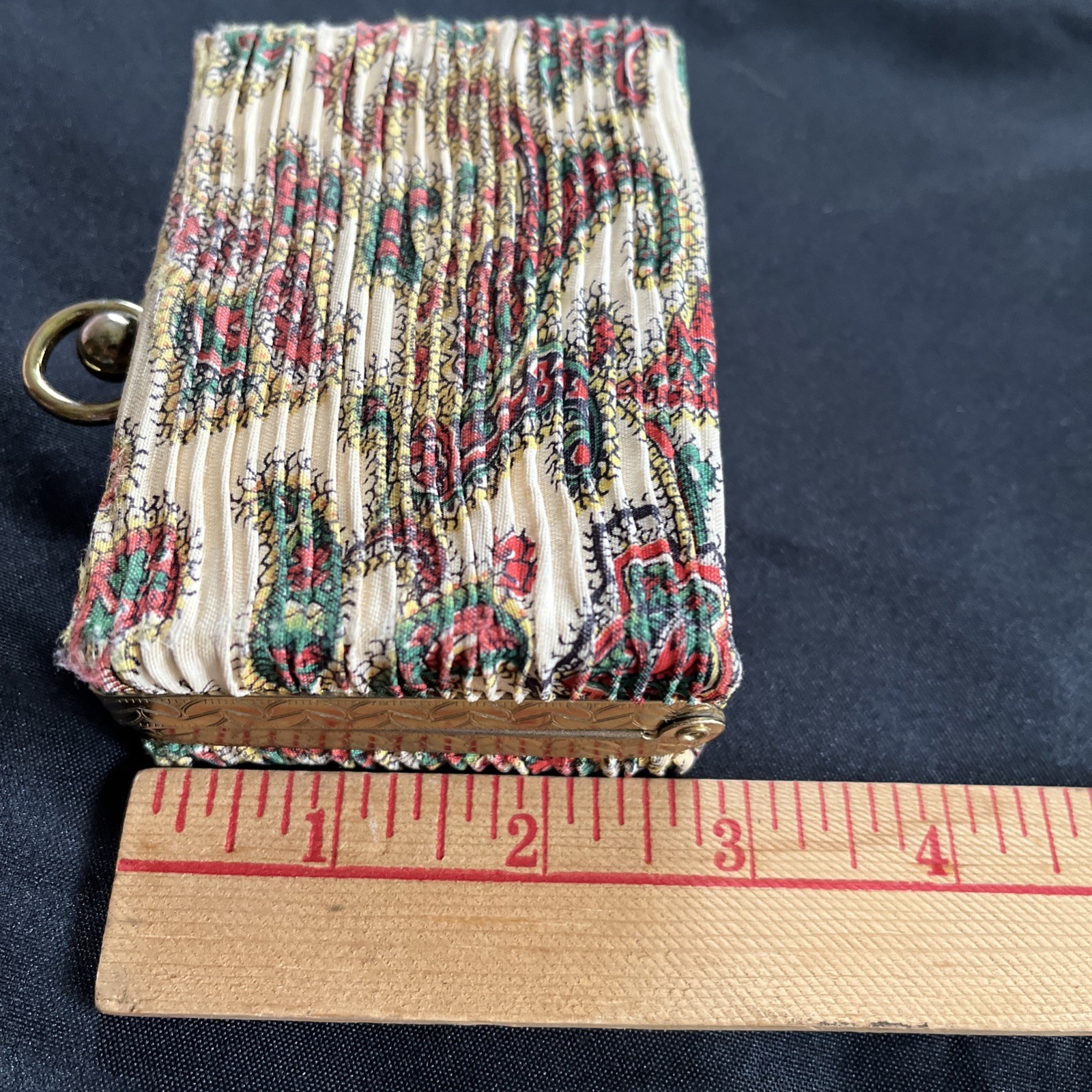 Vtg Fabric Trinket Box Bag Japan Playing Card Holder Purse Whimsical Clutch MCM