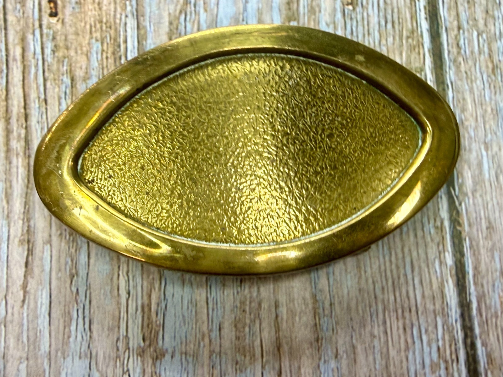 Textured Simple Empty Oval Brass Color Belt Buckle For Your Craft Or Project