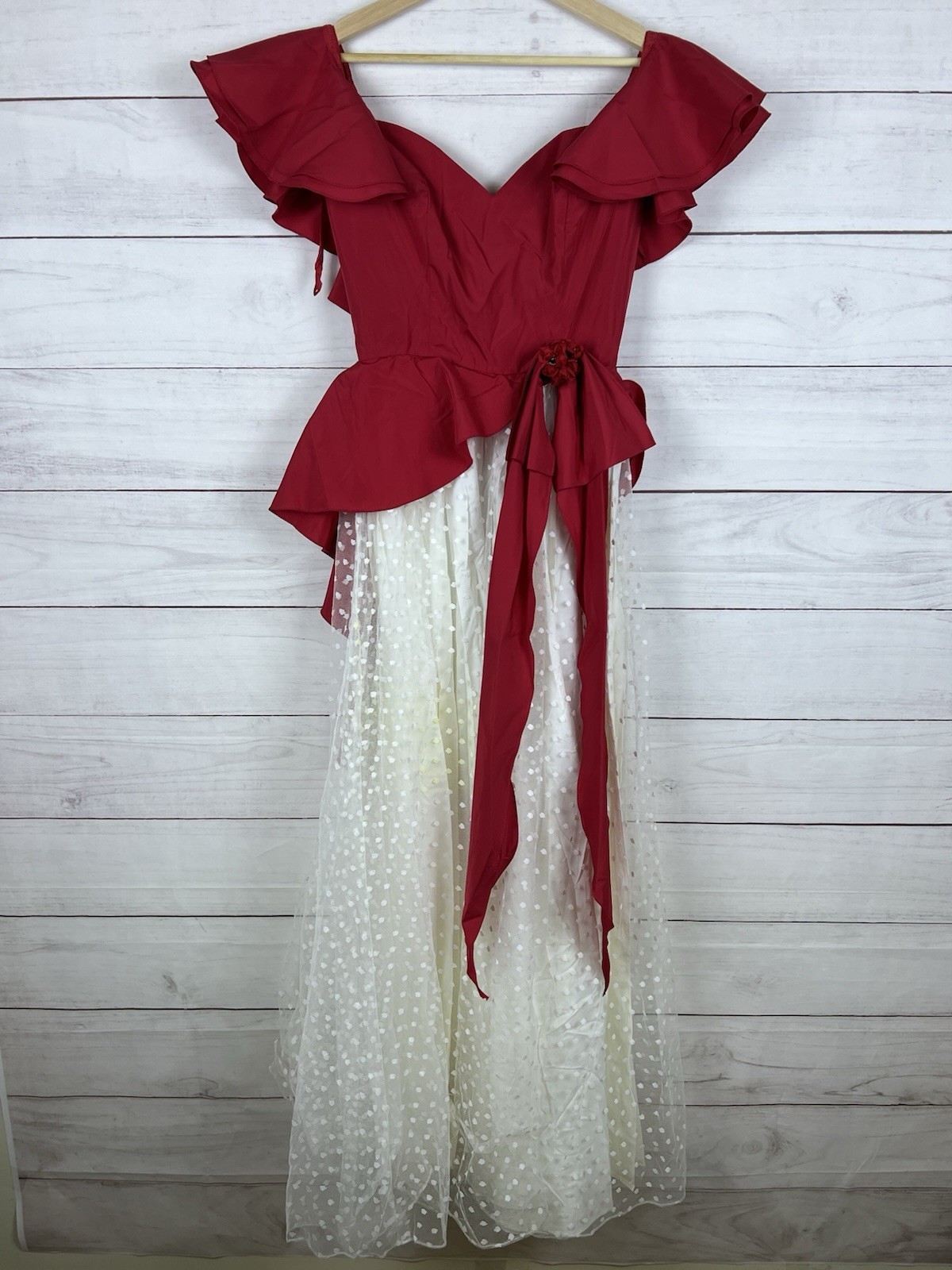 Vintage Nadine Red White Dress Size 9 Small or XS 70s 80s