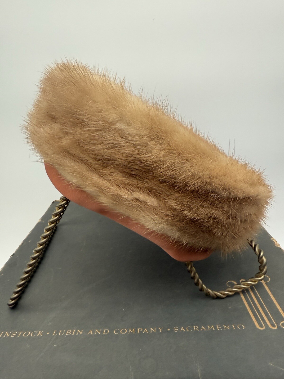 Mink Pink Pillbox Hat VTG Satin Trimmed Veeda Louisa Weinstock Lubin & Co