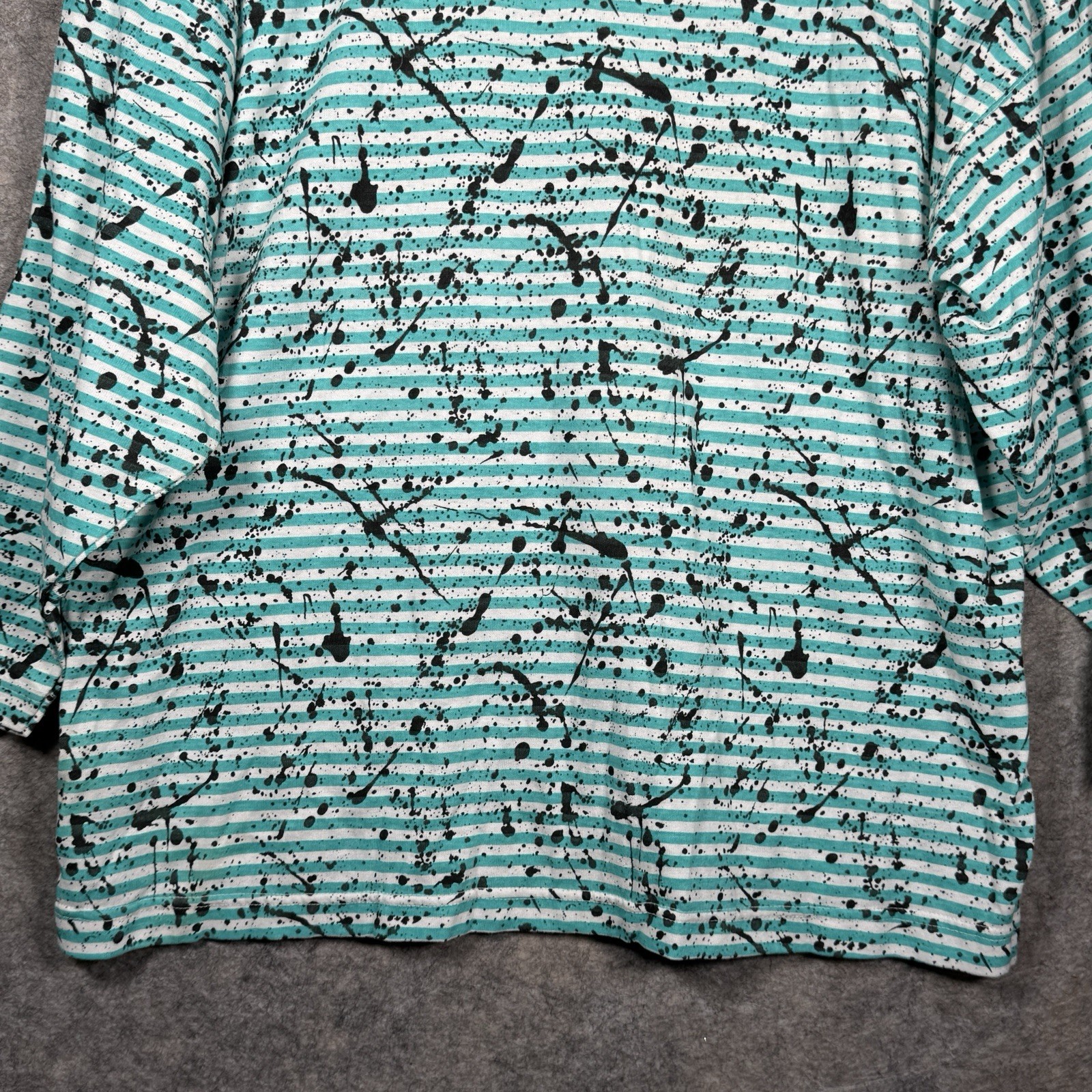 Vintage 90s Union Bay Striped Paint Splatter Mock Neck LongSleeve T Shirt Mens L