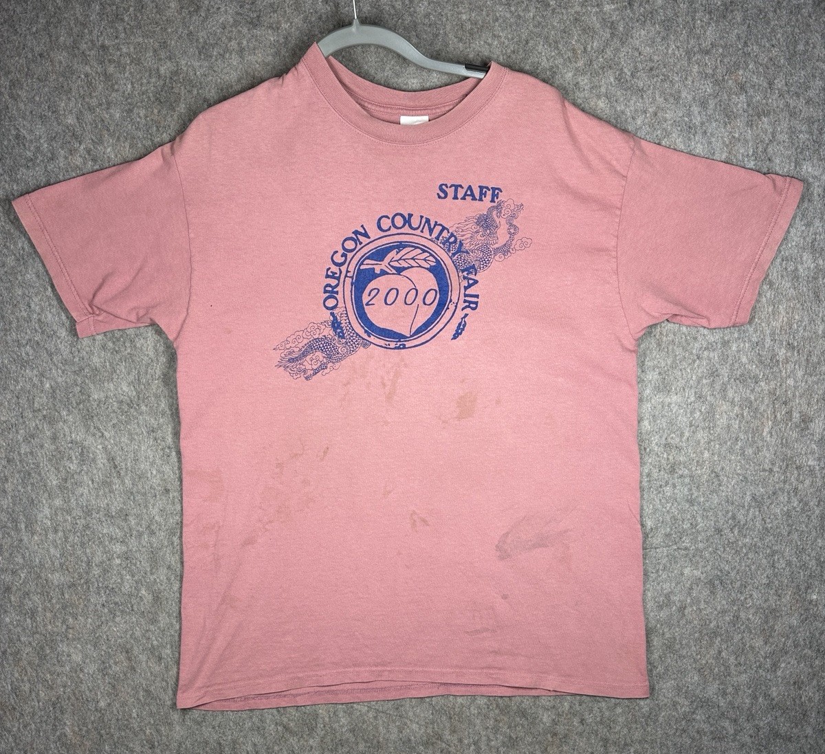 Vintage Y2K Oregon Country Fair 2000 Staff T Shirt XL Pink Graphic Tee