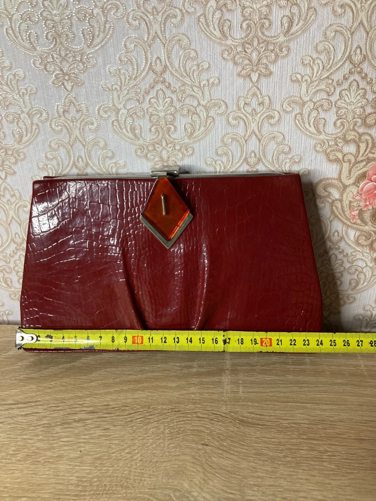 Vintage red patent leather evening bag, handbag. Clutch Bag