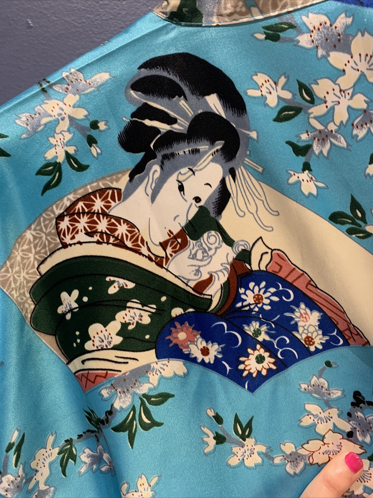 Lotus Vintage Chinese Robe, Bright Teal, Vintage, NWT OSFM