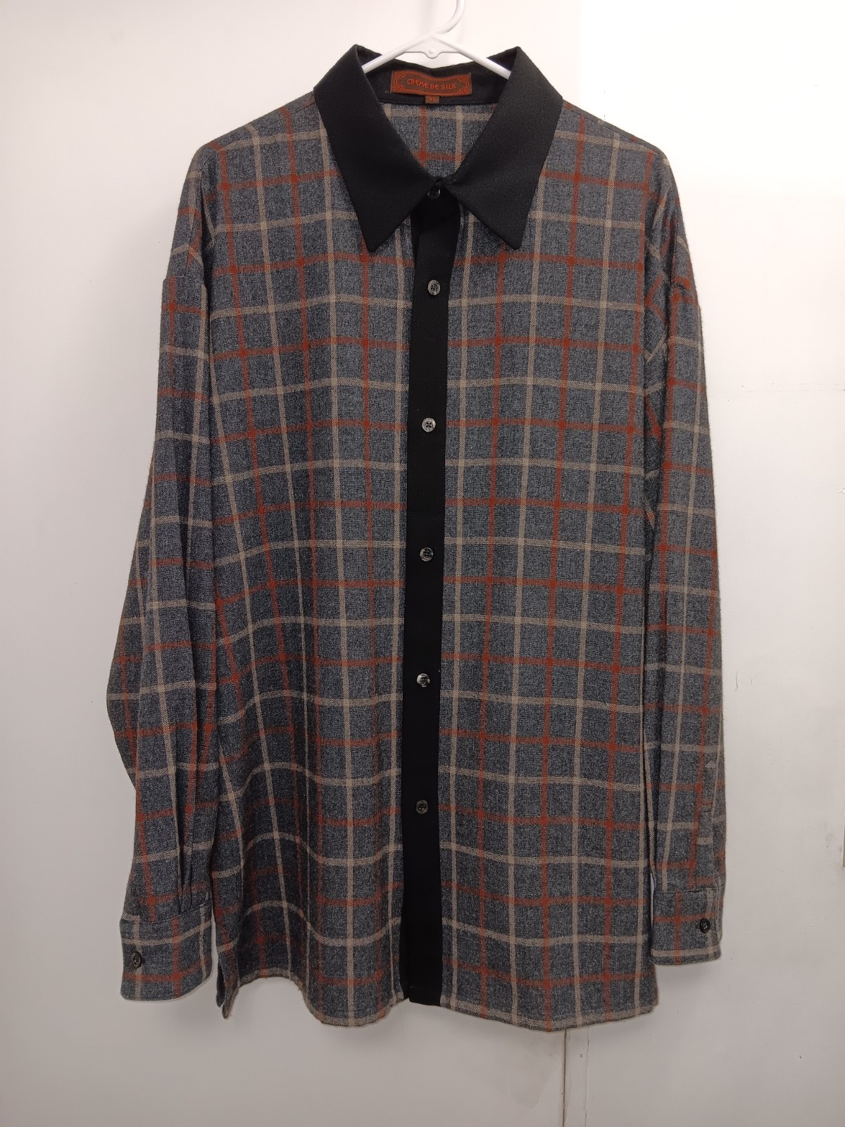 NWOT MENS CREME DE SILK WOOL & RAYON BLEND VERY SOFT SHIRT PLAID SIZE XL