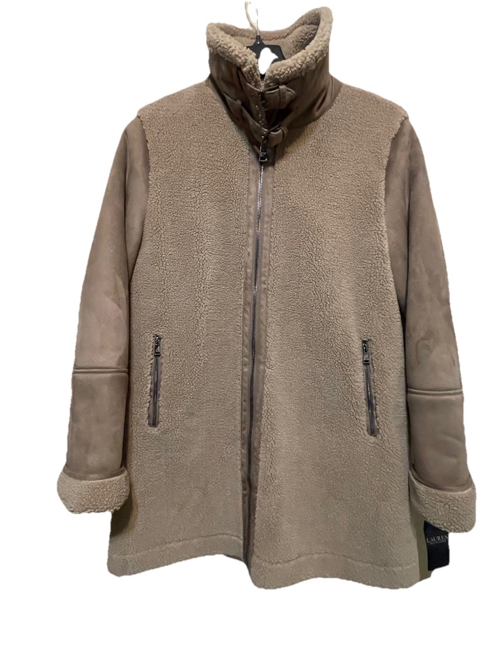 RALPH LAUREN FAUX SHEARLING COAT TRUFFLE sz L NEW $340