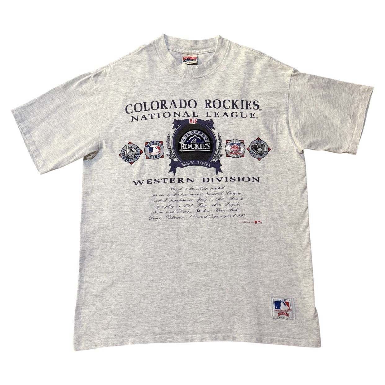 Vintage 1991 Colorado Rockies Nutmeg Mills T Shirt XL USA Made Heavyweight