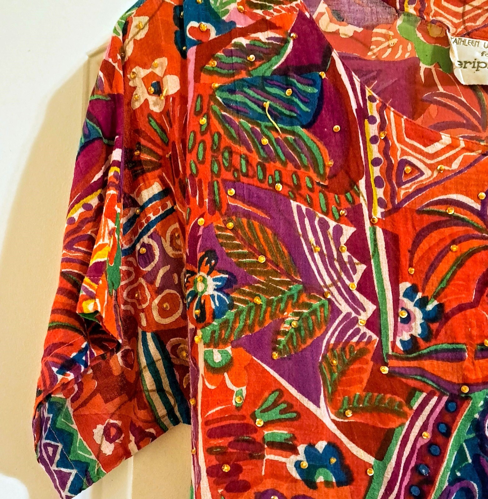 Vintage Boho/Hippie Dress by Kathleen Usherwood for Periphery, 1970s, size Large