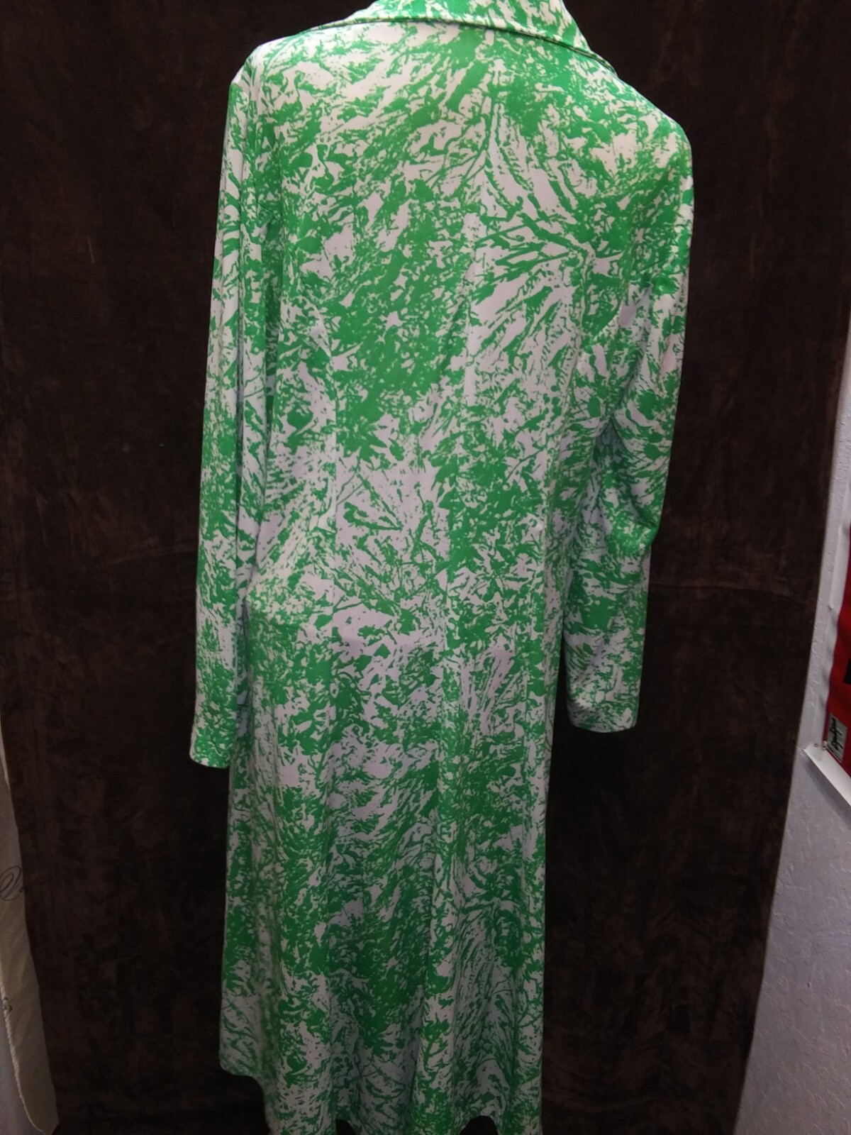Vintage 1970’s Green & White Jersey Poly Mod Dress by Stroller Size Large