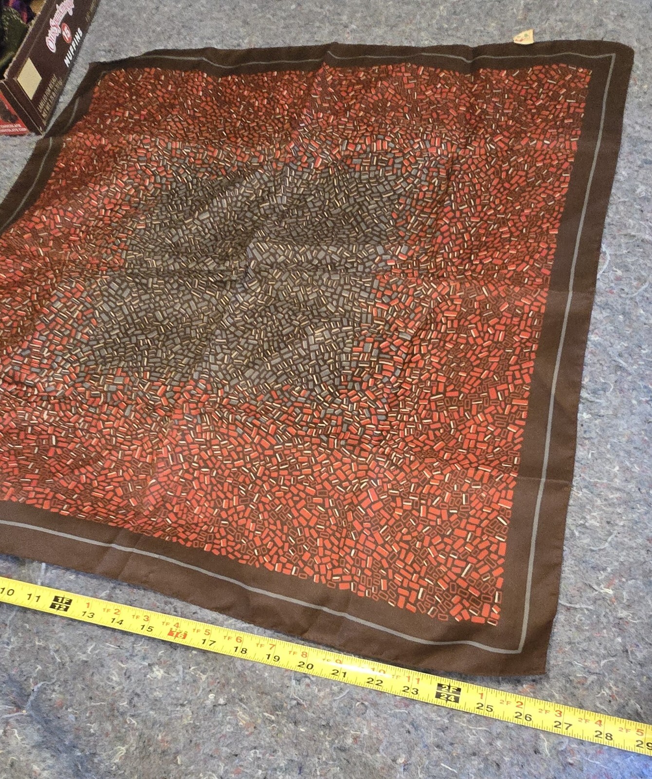 Vtg Red and brown scarf 100% poly made in Italy measures about 27 x 27