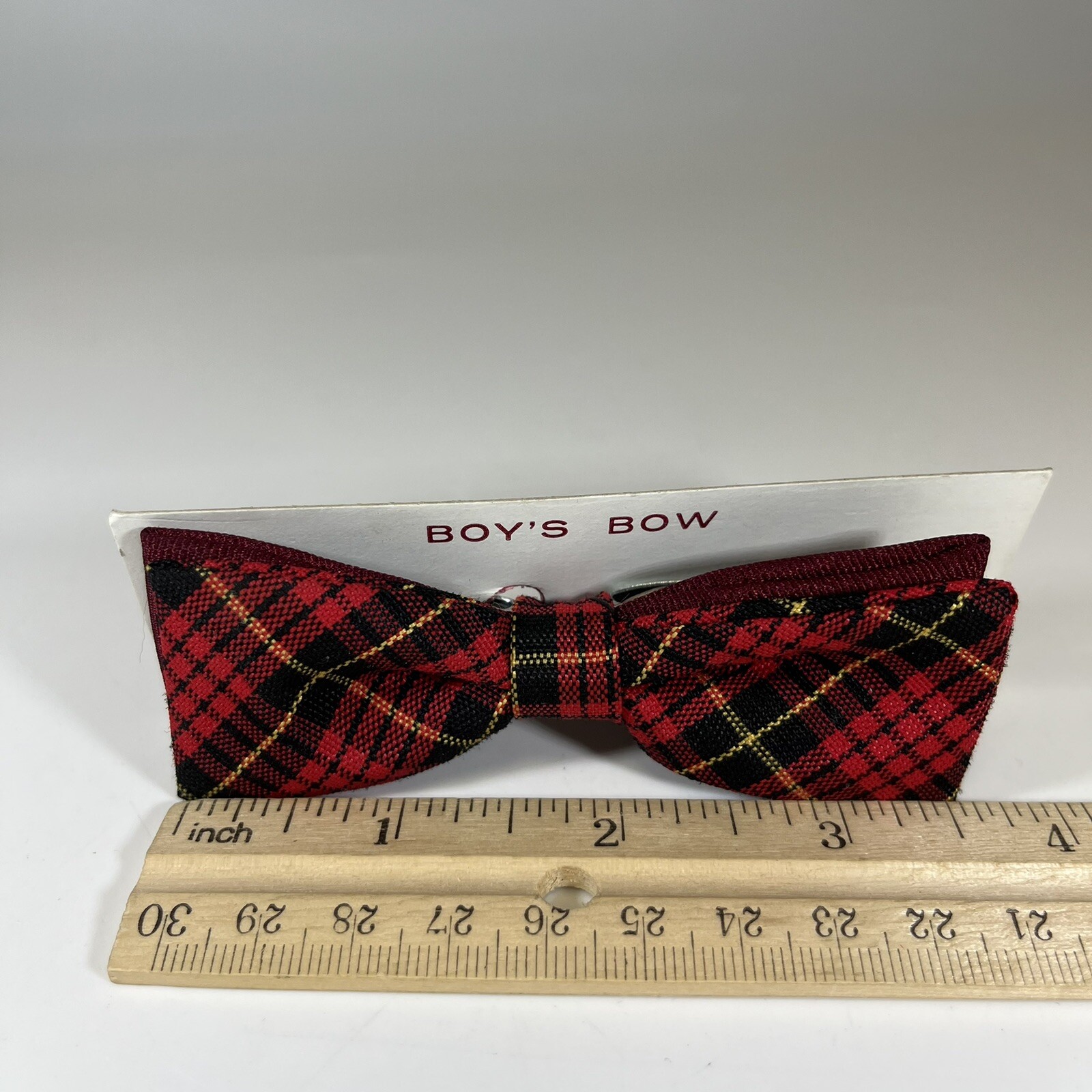 Vintage Ormond NYC Boys Bowtie Red Black Yellow Plaid In Original Box