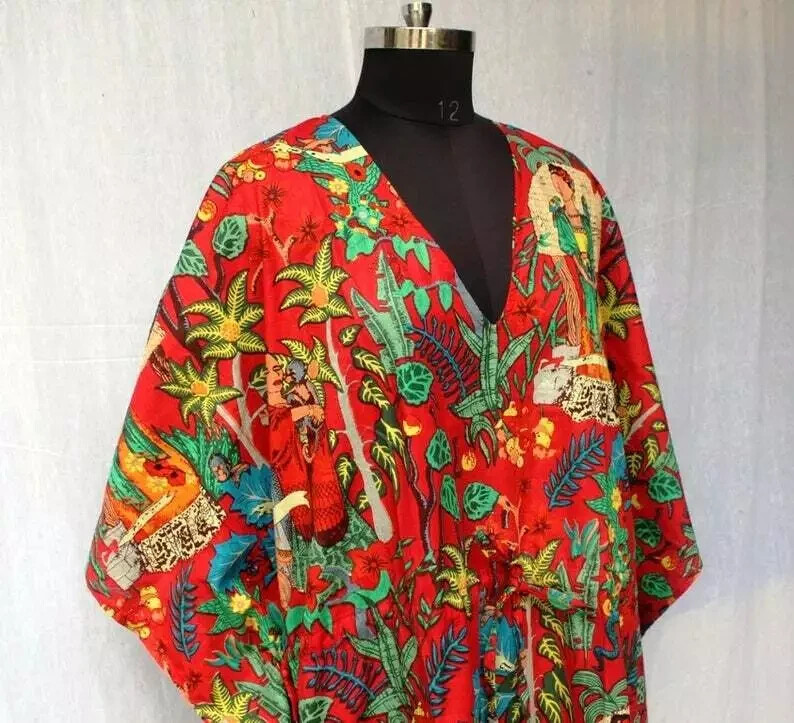 Indian Cotton Kaftan Dress Cotton Printed Kaftan Maxi Dress Free Size Dress