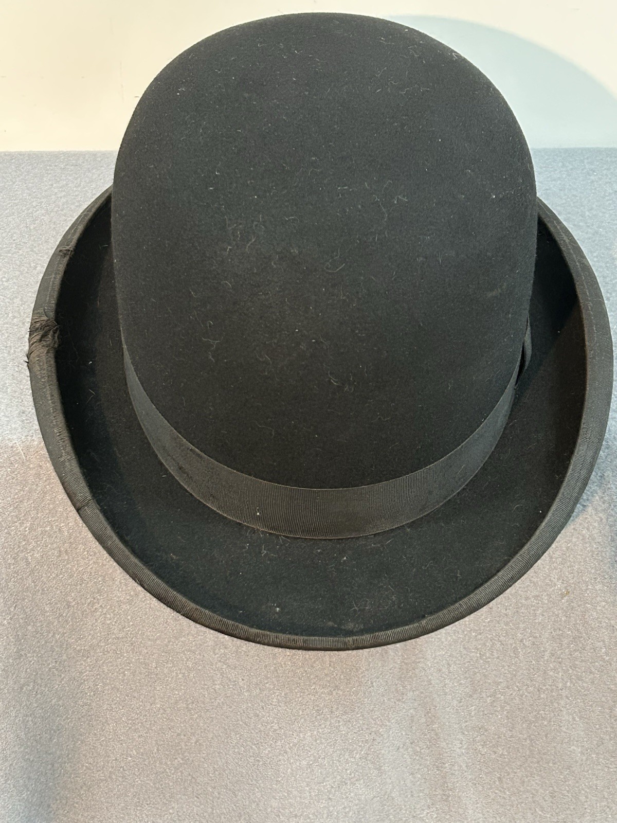 Antique Bowler Hat Black Felt Derby 7 1/4 USA made By Hatters Union