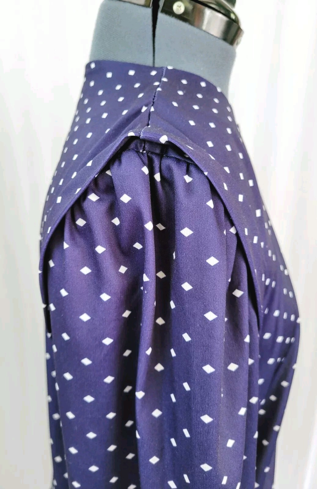 Vintage Earth Angel Navy & White 2-Piece Dress/Skirt & Top w Knit Cuffs Size 12