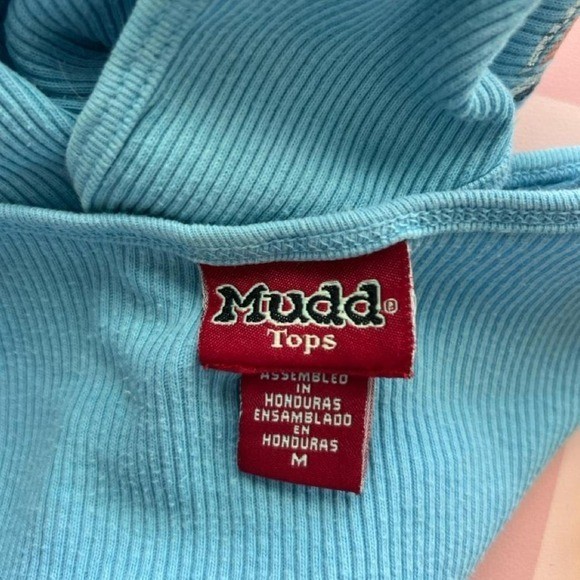 Vintage Y2K Mudd Surf Shop Blue Tank Top Hibiscus Flower Preppy