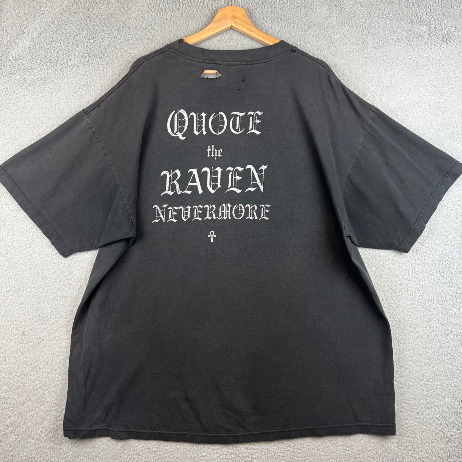 Vintage Murina Raven Nevermore Graphic T Shirt Mens Distressed Gothic Tee 2XL