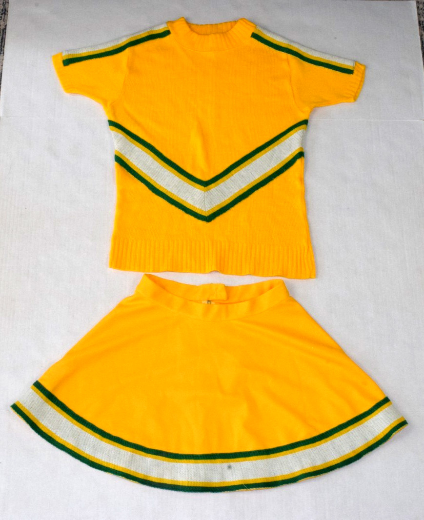 Vintage Cheerleader 2 Piece Set Kandel Mills Portland Size S 60s Lemon Yellow