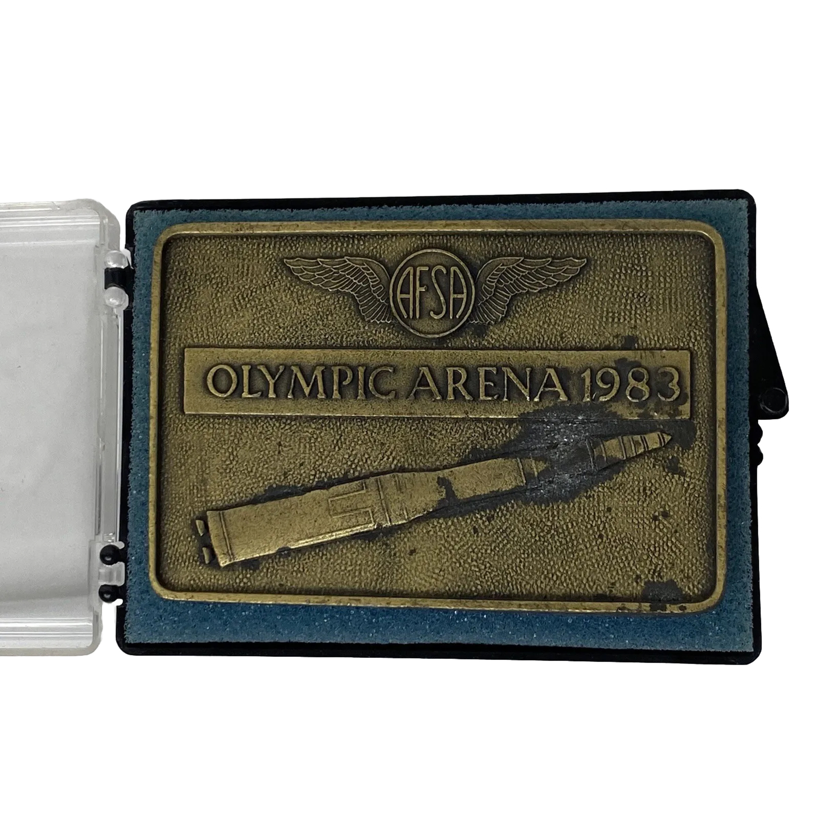 AFSA OLYMPIC ARENA Belt Buckle 1983 [Air Force Sergeants Association]; Rocket