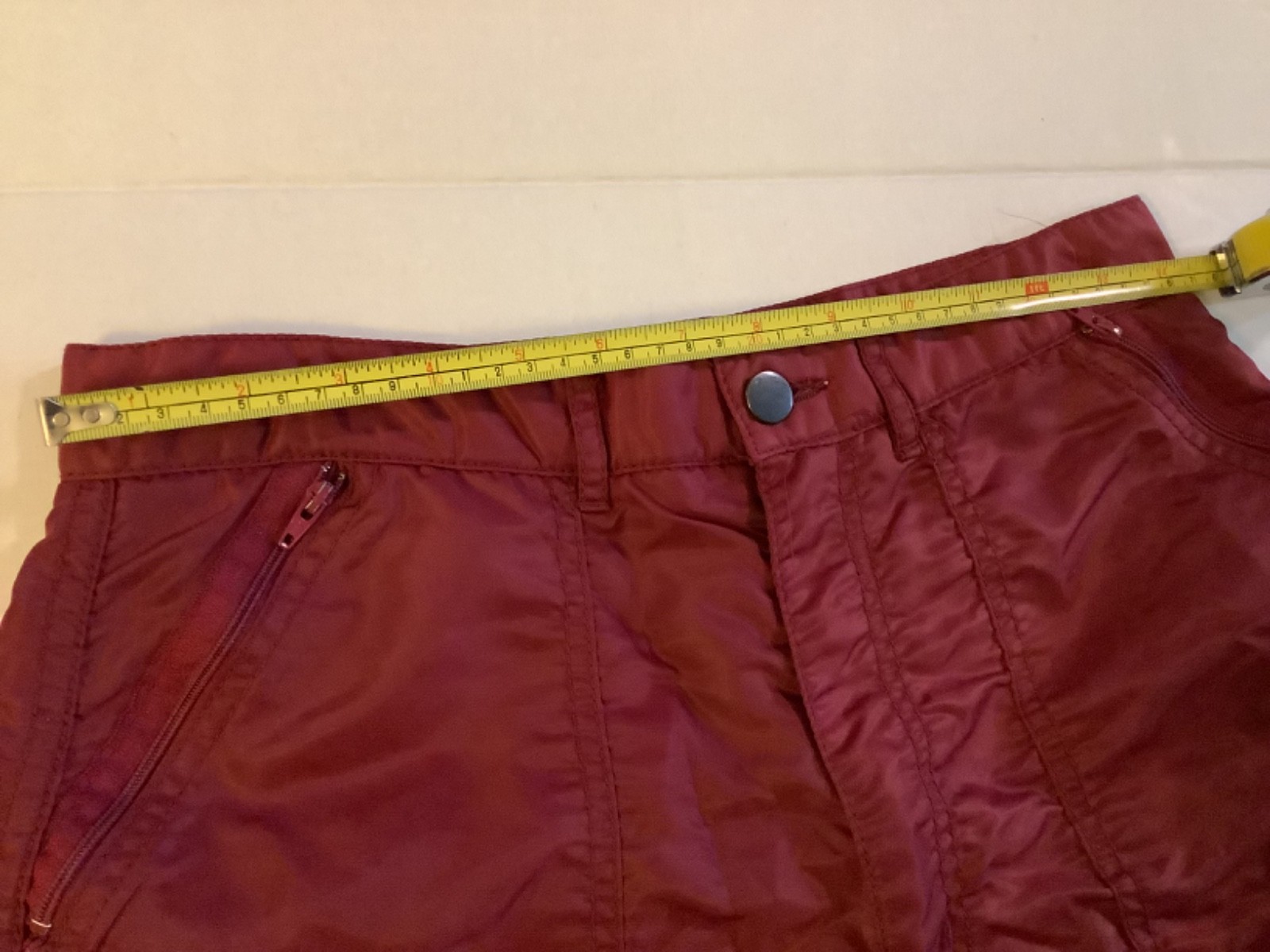 VINTAGE 1980’S BUGLE BOY BURGUNDY RED PARACHUTE PANTS Zippers 28”W 31”L 28”x31”