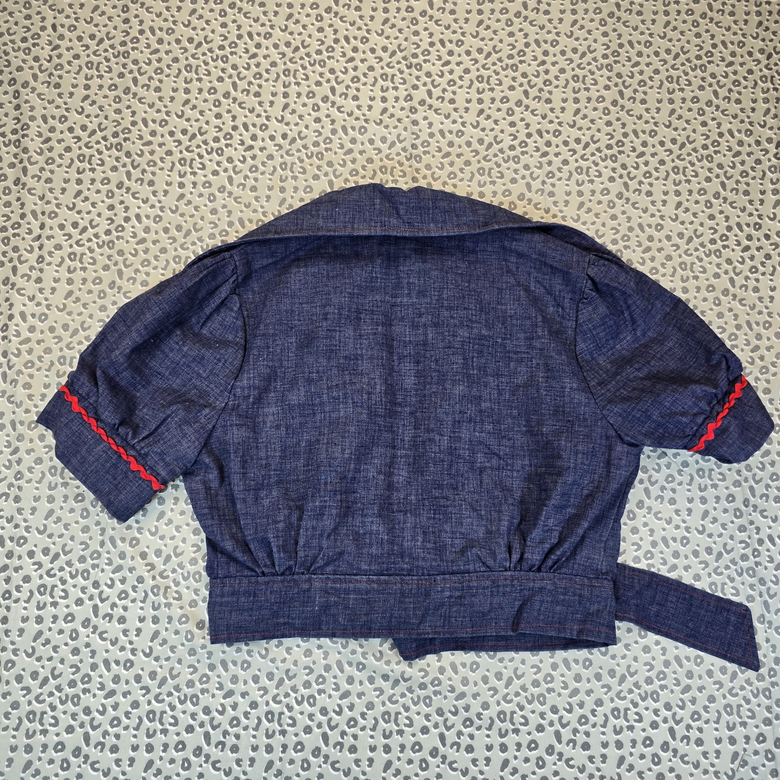 VTG 60s Carole King Junior Fashions Chambray 2pc Prairie Dress Bolero XS Ric‑Rac