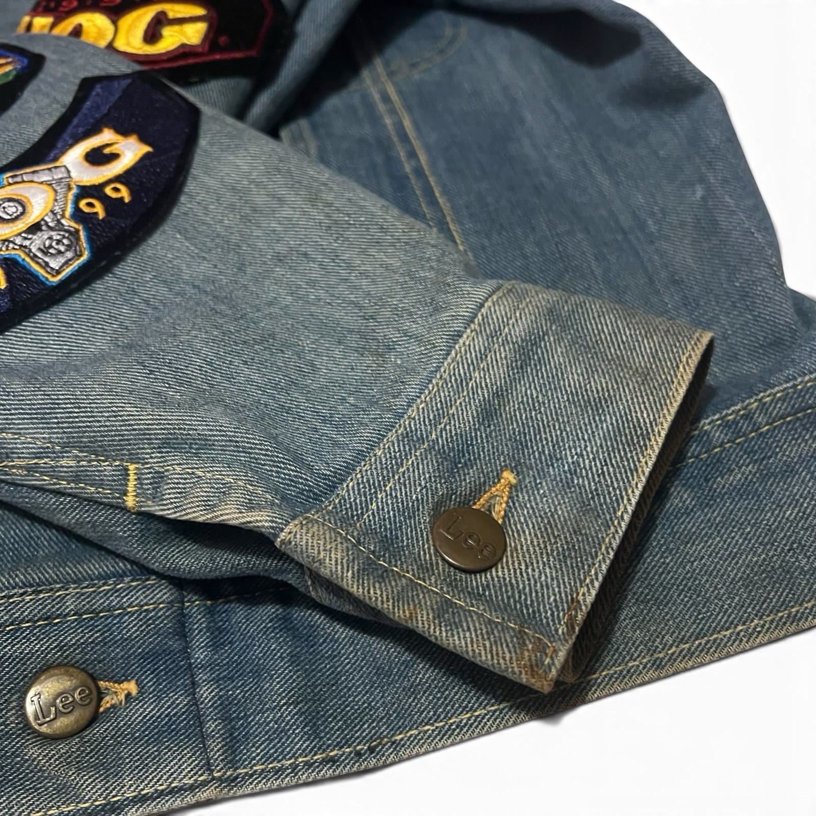 Vintage USA Lee Harley Davidson HOG Patch Denim Jacket 1987-2001 10 Year L